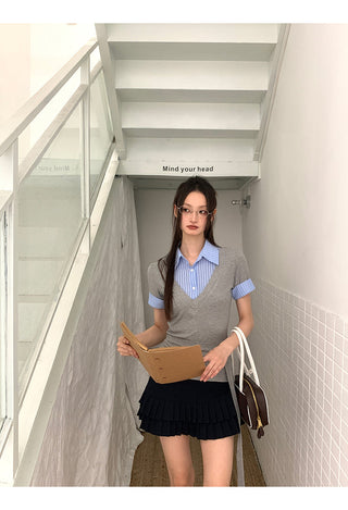 pleated A-line skirt