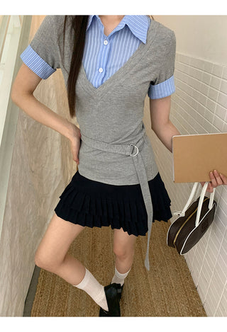 pleated A-line skirt