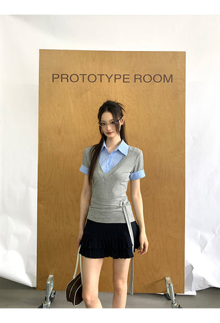 pleated A-line skirt