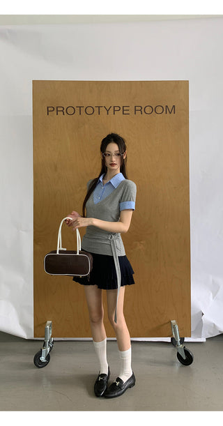 pleated A-line skirt