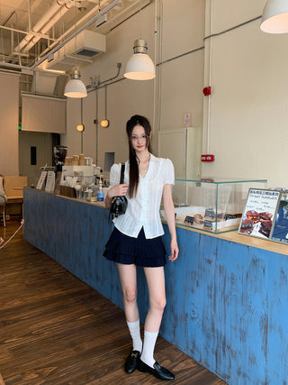 pleated A-line skirt