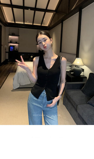 V-neck knit top