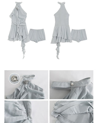 blue halter dress