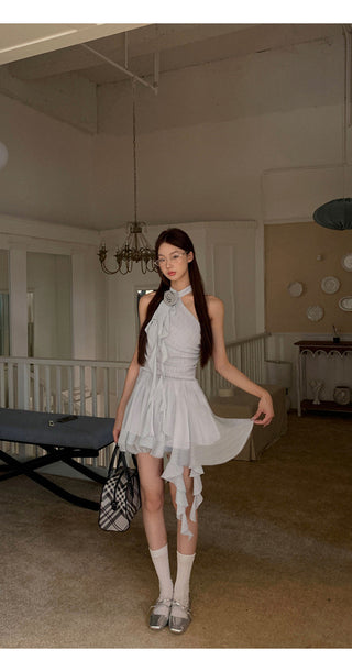blue halter dress