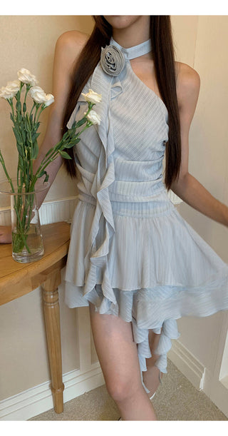 blue halter dress