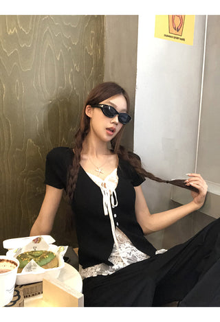 black lace top