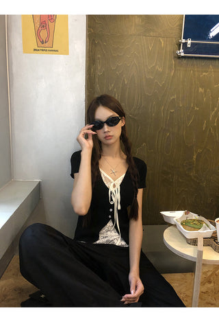 black lace top