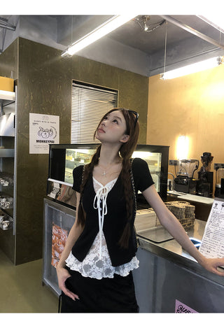 black lace top