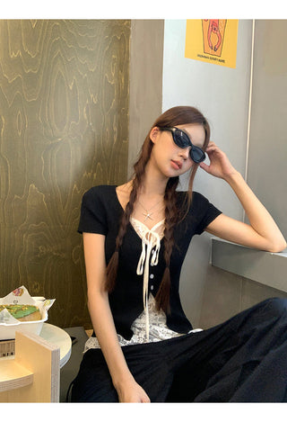 black lace top
