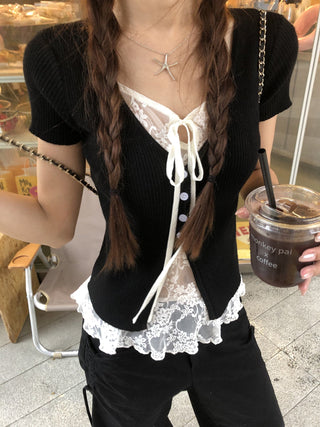 black lace top