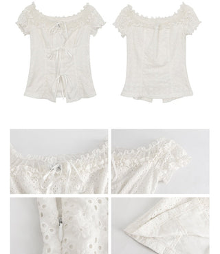 off-shoulder lace shirt
