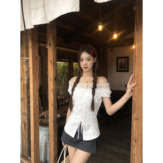 off-shoulder lace shirt