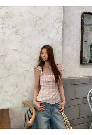 pink plaid shirt
