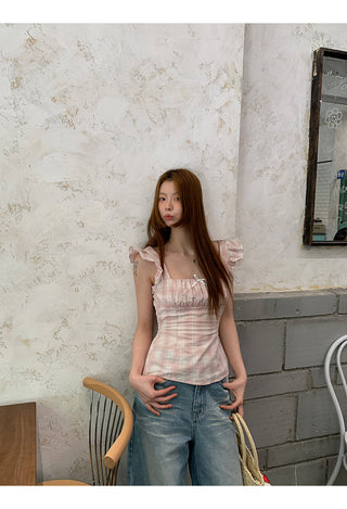 pink plaid shirt