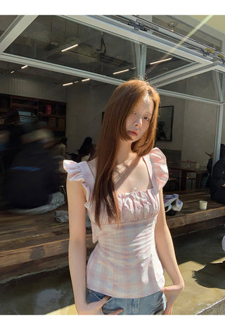 pink plaid shirt
