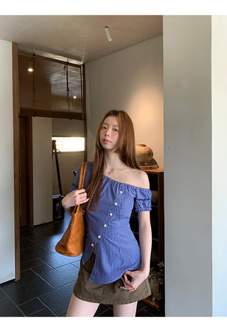blue plaid shirt