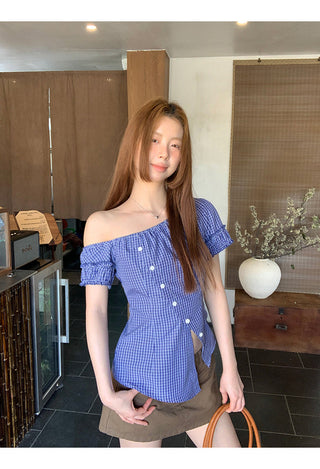 blue plaid shirt