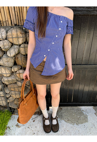 blue plaid shirt