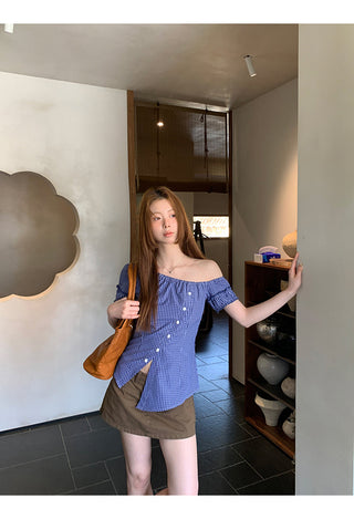 blue plaid shirt