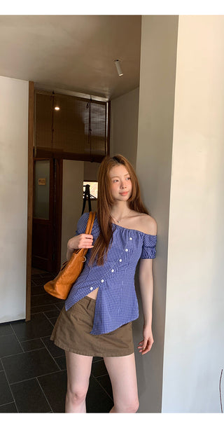 blue plaid shirt