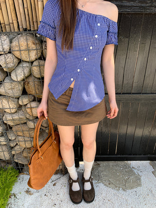 blue plaid shirt
