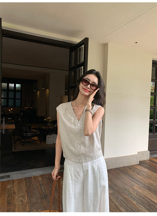 linen sleeveless top