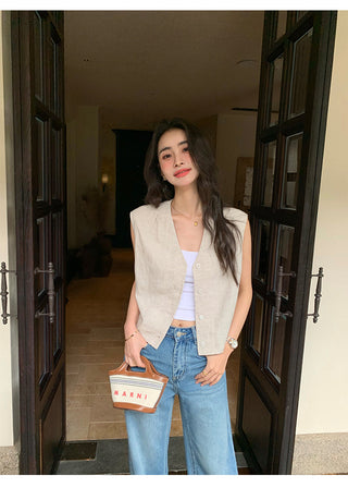 linen sleeveless top