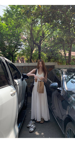 white sling dress