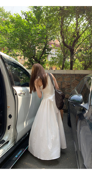 white sling dress