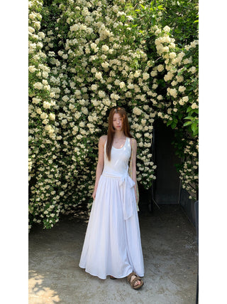 white sling dress