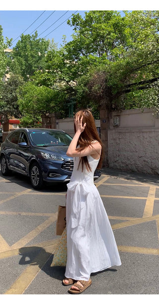 white sling dress