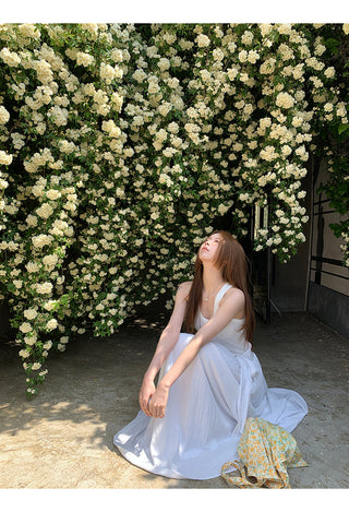white sling dress