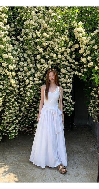 white sling dress
