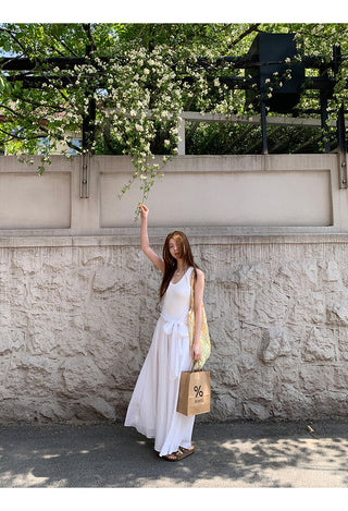 white sling dress