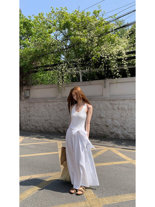 white sling dress