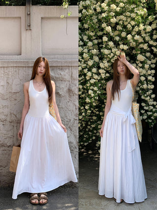 white sling dress