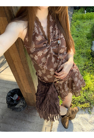 brown halter top