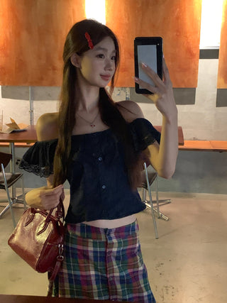 denim off-shoulder