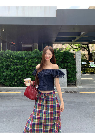 denim off-shoulder