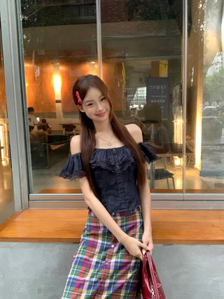 denim off-shoulder