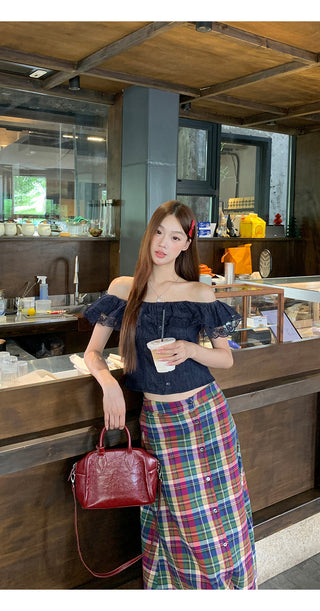 denim off-shoulder