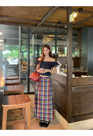 denim off-shoulder