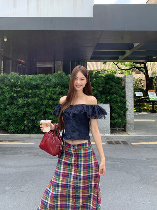 denim off-shoulder