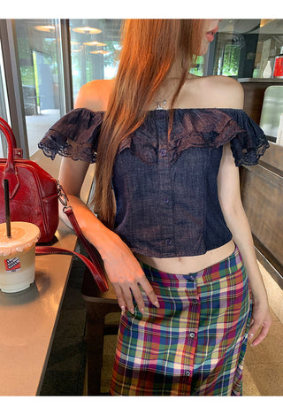 denim off-shoulder