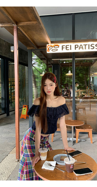 denim off-shoulder