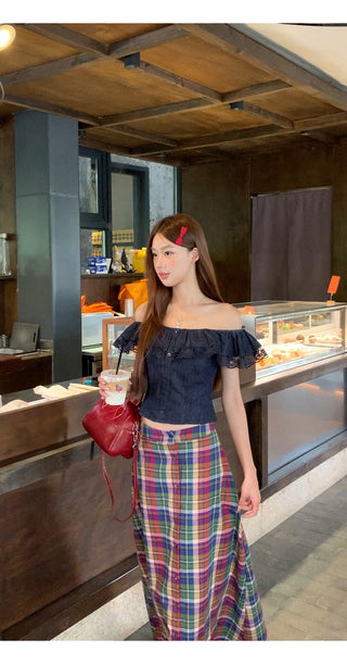 denim off-shoulder