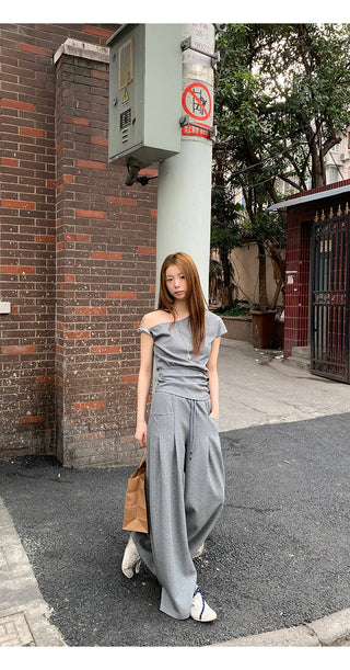 gray strapless top