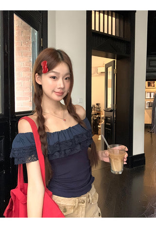 blue off-shoulder
