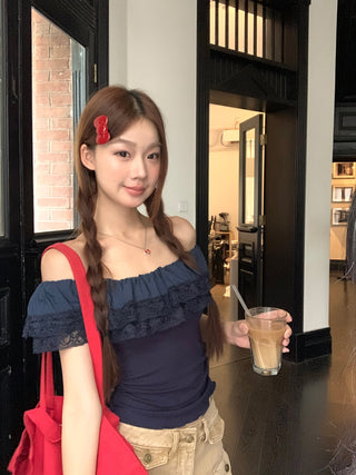 blue off-shoulder