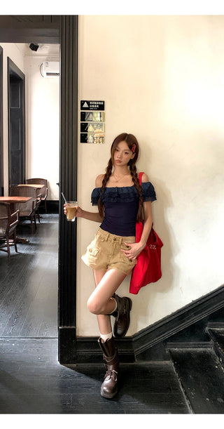 blue off-shoulder